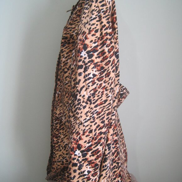 WORTHINGTON Stretch Women's XL Leopard Print Above the Knee Button Lined Coat - Picture 4 of 7